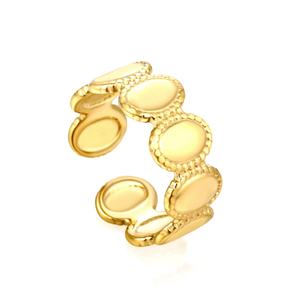 Anillos Apilables de Disco Redondo Ajustables de Acero Inoxidable con Baño de Oro de 18K, Gruesos y de Diseño Exclusivo, para Mujer, Venta al por Mayor Personalizada - Product Image 1