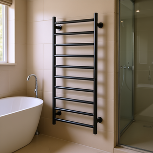 DB Wholesale Porte-serviettes chauffant mural noir moderne à 10 barres pour salle de bain et usage domestique - Product Image 2