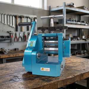 Laminoir manuel en métal Eagle Premium, modèle 64.0423, boîte de vitesses de 3'' (76 mm), facile à utiliser, bleu, pour la fabrication de bijoux et de bracelets - Product Image 3