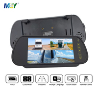 Moniteur LCD de caméra de rétroviseur de voiture à 4 canaux Quad Image 7 ''plein écran dans le rétroviseur