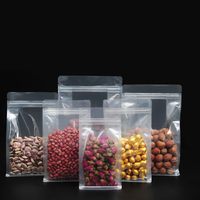 Sac en plastique transparent avec fermeture éclair debout, scellage à huit côtés, refermable, boîte à fermeture éclair, pochette pour l'emballage alimentaire, sacs à fond plat