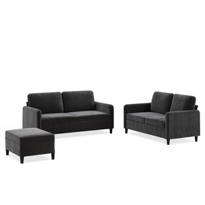 Juego de Sofá de 2 Plazas en Terciopelo Gris Oscuro, 100% Poliéster, Diseño de Metal y Madera Contrachapada, Muebles para Sala de Estar - Product Image 1