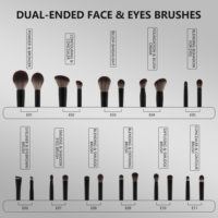 HMU Dual Ended Oem 2 en 1 Marque Privée Logo Personnalisé Ensemble de Pinceaux de Maquillage de Luxe Vegan de Haute Qualité Kit Cosmétique Pinceaux pour le Maquillage