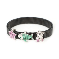 Bracelet en maille extensible de luxe personnalisé, bracelet élastique en gros, fait à la main, en acier inoxydable 316L, bracelet en maille extensible avec breloques