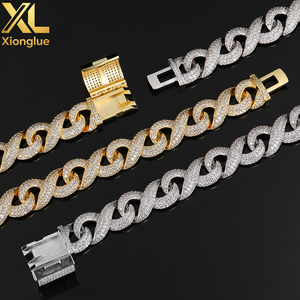 Fashion Hip Hop 15 MM Unique Infinite Eight <b>Chain</b> Necklace <b>Iced</b> <b>Out</b> Zircon 14k Gold Plated Necklace Jewelry Set - Product Image 6