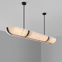Lustre moderne de luxe en acier et albâtre, style nordique, pour restaurant, salle à manger, luminaire d'intérieur