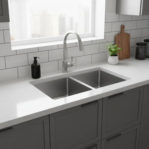 [BAEKJO] Évier européen BD820 en satin poli élégant avec double cuve profonde et coussinets anti-bruit - Product Image 3