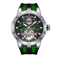 Montre mécanique PONIGER P6.21 à remontage automatique, cadran lumineux, verre saphir, bracelet en caoutchouc, boîtier en acier, rotor personnalisé, design fin