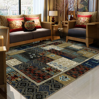 Tapis turc persan rétro pour salon, style bohème ethnique, tapis mural, tapis de bureau, polyester épais, motif géométrique