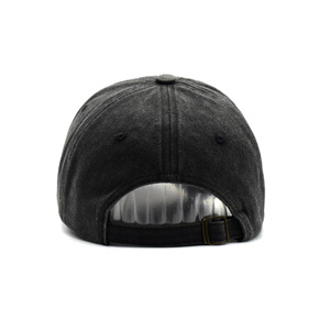 Gorra de Béisbol Negra de 6 Paneles, Ajustable, Unisex, de Hilo de Algodón, Estilo Casual, Cierre Trasero con Hebilla Metálica, Color Sólido, Acabado Lavado - Product Image 1