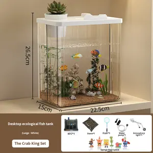 ตู้ปลาพลาสติกแบบอีโคโลจี สำหรับตั้งโต๊ะ โปร่งใสสูง สำหรับปลาเบต้า ทรงสี่เหลี่ยม พร้อมฝาปิดระบบหมุนเวียนออกซิเจนในตัว สำหรับ<span class=keywords><strong>ปลาทอง</strong></span> - Product Image 6