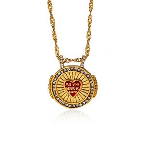 Collar de Acero Inoxidable Estilo Europeo Americano, Colgante de Moneda de Alta Calidad con Incrustaciones de Diamantes en Forma de Corazón - Product Image 5