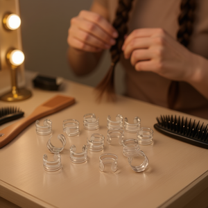 Anneaux de tressage Ilan 6x8mm transparents 15 pièces pour coiffure - Product Image 2