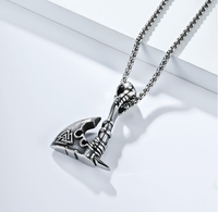 Collier pendentif hache viking Valknut poli style rétro nordique en acier inoxydable, chaîne de pull hip-hop streetwear, bijou cadeau pour homme