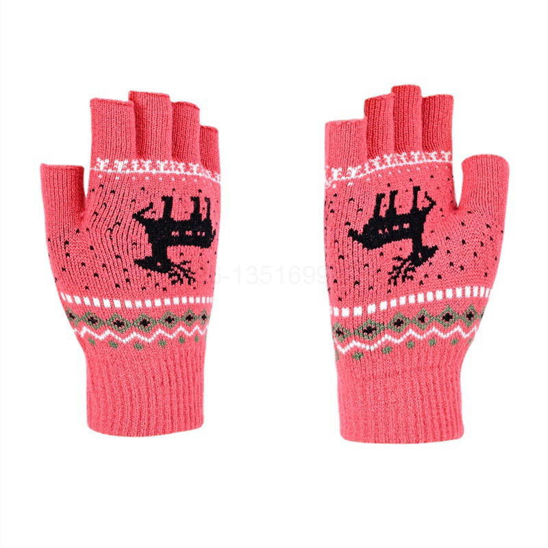 100% акриловые перчатки на заказ, высококачественные жаккардовые вязаные зимние перчатки без пальцев