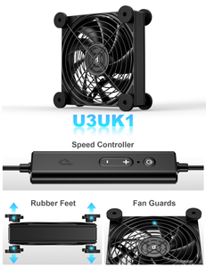 Ventilateur de refroidissement USB upHere U3UK1 120 mm avec contrôleur 3 vitesses, ventilateur silencieux à double roulement à billes pour routeur, modem, PS5, Xbox, armoire AV - Product Image 5