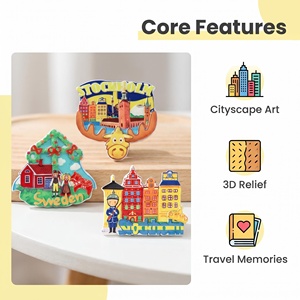 ROOGO Vente en gros <span class=keywords><strong>Stockholm</strong></span>, Suède Aimant de réfrigérateur imprimé Aimant de réfrigérateur personnalisé avec souvenir Aimant de réfrigérateur en résine 3D - Product Image 4