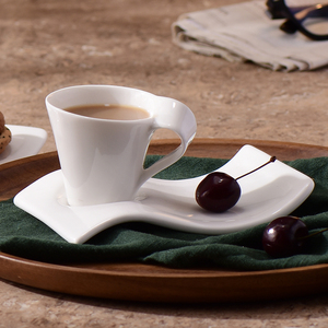 Custom <strong>White</strong> Ceramic Coffee Mug and Saucer <strong>Set</strong> Porcelain Breakfast Espresso Cup Afternoon <strong>Tea</strong> Cup Office Restaurant Drinkware - Product Image 5