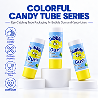 Tube d'emballage personnalisé pour chewing-gum, en aluminium et plastique de qualité alimentaire, avec bouchon à vis, imprimé UV, pour bonbons et snacks, 12,7-35 mm