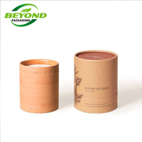 Emballage écologique en carton cylindrique de luxe unique pour pot de bougie avec couvercle et boîte cadeau, emballage en tube de papier