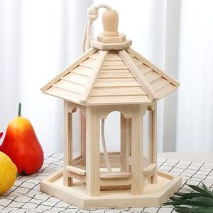 Mangeoire automatique pour oiseaux en bois avec stockage de nourriture, écologique, suspendue en extérieur pour oiseaux sauvages - Product Image 1
