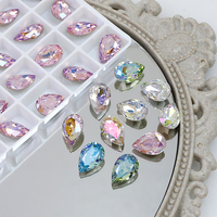 Dongzhou haute qualité K9 goutte d'eau strass placage couleur fantaisie pierre vente en gros perles de cristal en vrac pour bijoux accessoires