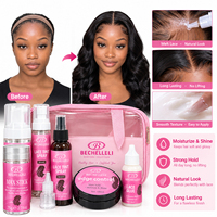 Mousse coiffante bio à tenue forte pour cheveux, colle et dissolvant pour perruques, bâton de cire, contrôle des bords, kit de soins capillaires pour usage domestique, marque privée OEM