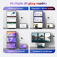 Nouveau design, connexion par un seul câble, quad écran portable 15,6 pouces FHD 1920*1080, moniteur LCD IPS USB Type-C pour jeux et travail sur ordinateur portable