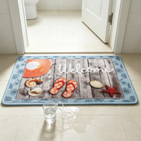 Tapis de bain en polyester à imprimé côtier personnalisé, motif coquillages et étoiles de mer, antidérapant, absorbant, résistant à l'huile, séchage rapide, pour intérieur