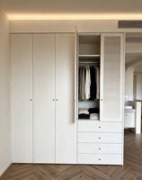 Armoire Crème Gain de Place, Dressing Sur Mesure pour Chambre Compacte