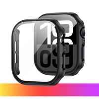 Pelindung Layar Kaca Temper Transparan Jernih dan Casing Pelindung PC Keras untuk Apple Watch Seri 10 42mm 46mm