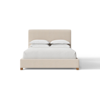 Ensemble de chambre à coucher contemporain FERLY avec cadre de lit enveloppant en peluche douce, lit entièrement recouvert de tissu moderne