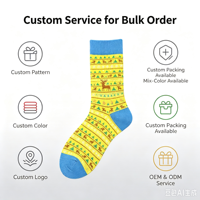 Chaussettes en coton tendance pour Noël, hommes et femmes, imprimé Père Noël, chaussettes décontractées, design personnalisé ODM