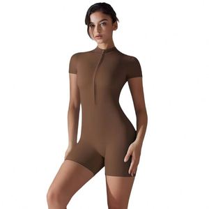 Body de Manga Corta con Cierre para Mujer, Ropa Deportiva de Alta Intensidad, Mono para Gimnasio, Fitness, Yoga, Sensación de Desnudez - Product Image 6