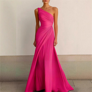 <span class=keywords><strong>Robe</strong></span> de soirée élégante en satin plissé vert à une épaule, longueur ras du sol, personnalisable - Product Image 5