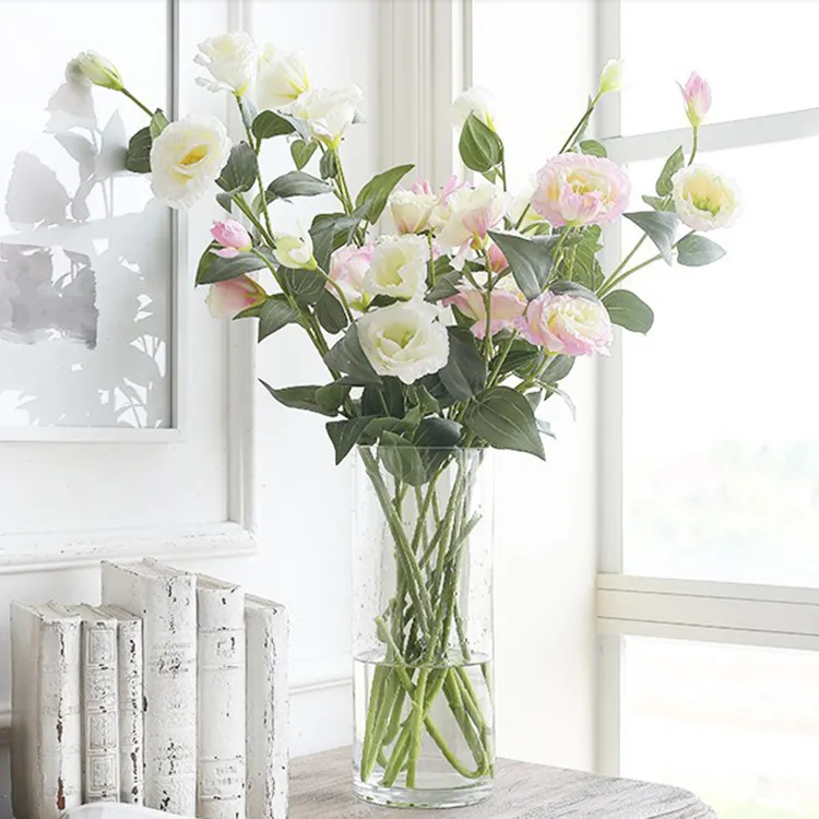 Faux Eustoma Grandiflorum Table Fleur Soie Bouquet De Fleurs Artificielles Pour La Décoration De Mariage À La Maison