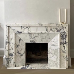 Cheminée en marbre sculptée à la main, style français, pour hôtels et villas, installation facile en coin - Product Image 1