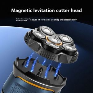 Rasoir électrique rotatif à six têtes rechargeable par USB, étanche IPX6, 5 lames, autonomie de 120 minutes, pour le visage, usage domestique masculin, garantie 1 an - Product Image 2