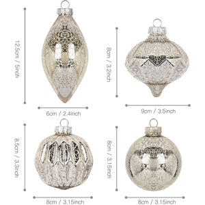 Adornos navideños <span class=keywords><strong>de</strong></span> vidrio Champagne Silver Hanging Christmas Balls Finials para la decoración del árbol <span class=keywords><strong>de</strong></span> Navidad Ecológico - Product Image 4