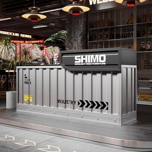 Mostrador de barra de arte del hierro de estilo industrial personalizable para restaurantes, salas de billar, tiendas de té, cajero, esquina, recepción - Product Image 6