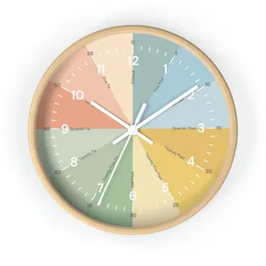 Đồng hồ treo tường giảng dạy tròn, phân đoạn thời gian được mã hóa màu với các cụm từ tiếng Anh, hoàn hảo cho việc học các khái niệm thời gian - Product Image 4