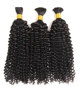 Brazilian Remy Kinky Curly Bulk Human Hair For Braiding 1/2/3 Bundle 8 to 28Inch Natural Color Hair Extensions Kinky Curly