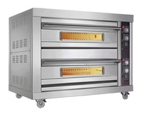 Oven Pemanggang Roti Rui Tai 2 Dek 4 Loyang, Stainless Steel Pemanasan Merata Kontrol Digital, Peralatan Toko Roti