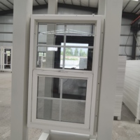 Fenêtre à guillotine simple en PVC, fenêtre coulissante verticale en vinyle avec grille, double vitrage, moustiquaire, usine OEM ODM