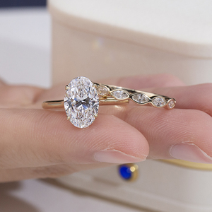 Messi Jewelry MSR-2166 14k Oval Cut Lab Grown <b>Diamond</b> <b>Ring</b> Engagement <b>Ring</b> - Product Image 4