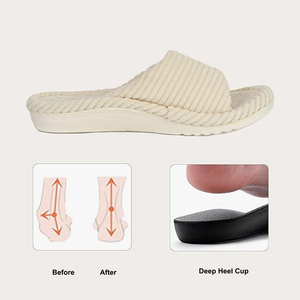 Da <span class=keywords><strong>donna</strong></span> con supporto per arco ortotico Fuzzy regolabile Open Toe House ortopedico peloso pantofole da <span class=keywords><strong>donna</strong></span> - Product Image 6