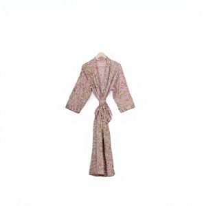Vestido Kimono de algodón con estampado de verano Floral para mujer, ropa de dormir cómoda para todas las estaciones, traje de dormir de estilo indio, albornoz frontal - Product Image 1