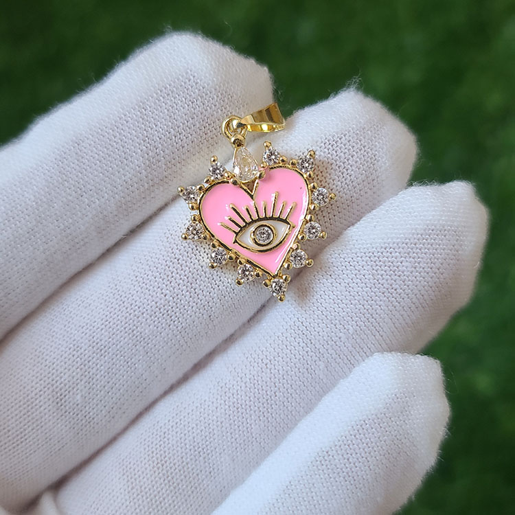 gold#2 heart/pink