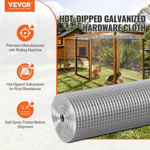 VEVOR 1/2 İnç 36 inç X 50 fit 19 Gauge Sıcak Daldırma Galvanizli Düşük Karbonlu Demir Genişletilmiş Hasır Kare Delikli Rulo Tavuk Teli Kafesler İçin - Product Image 2