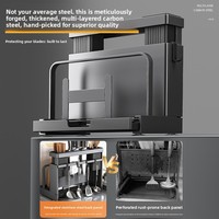 Support de Rangement Tout-en-un Multifonctionnel en Acier Inoxydable pour Couteaux de Cuisine, Planche à Découper et Baguettes